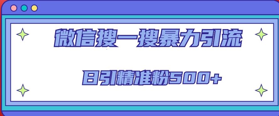 微信搜一搜引流全系列课程,日引精准粉500+(8节课)